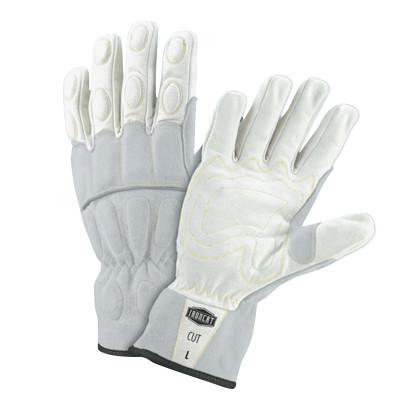 West Chester Buffalo Leather Palm Gloves, Medium, White/Gray, 9076/M