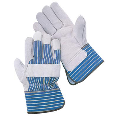 Wells Lamont Select Shoulder Split Leather Palm Gloves, Large, Blue Stripes/Gray, Y3106L