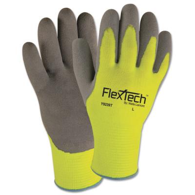 Wells Lamont FlexTech Hi-Visibility Knit Gloves with Nitrile Palm, Large, Gray/Hi-Viz Green, Y9239L