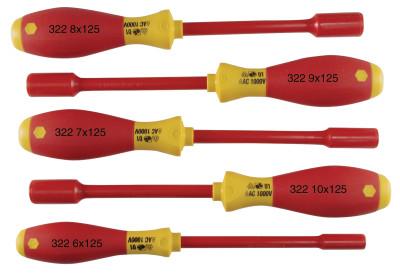 Wiha?? Tools SoftFinish Insulated Nut Driver Sets, Hex, Inch, 7 per set, 32294