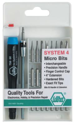 Wiha?? Tools System 4 Precision Interchangeable Bit Sets, Phillips; Torx; Hex; Slotted, 27 Pc, 75991