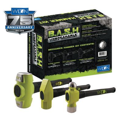 JPW Industries B.A.S.H Mechanics' Hammer Kit, 5 lb; 3 1/4 lb; 3 1/2 lb, Rubber/Steel, 11111