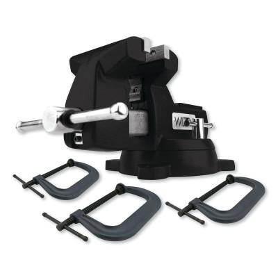 JPW Industries Holding Strong Kit, Black 746 Mechanics Vise & 3-Piece 400 Series C-Clamp Set, 21500K