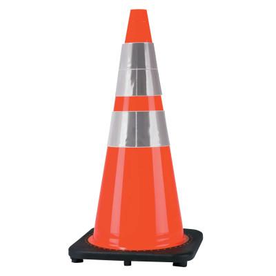 Cortina PVC Traffic Cones. 28 in, 6 in & 4 in Reflective Collar, PVC, Orange/Black, 03-500-10