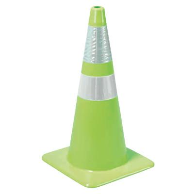 Cortina W Series Traffic Cones, 28 in, 6" & 4" Reflective Collar, PVC, Fluorescent Lime, 03-500-68