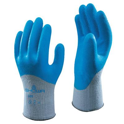 SHOWA® 305 Latex Coated Gloves, X-Large, Blue/Gray, 305XL-10