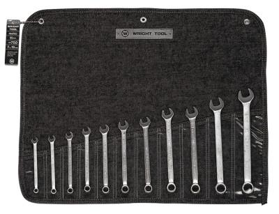 Wright Tool 11 Pc Combination Wrench Sets, 12 Points, Metric, Chrome Plated, 750