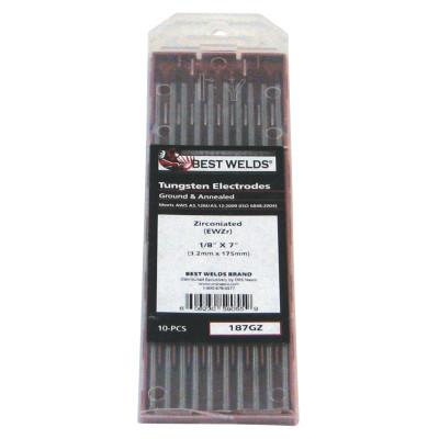 ORS Nasco Tungsten Electrode, Zirconiated, 7 in, Size 1/8, 187GZ