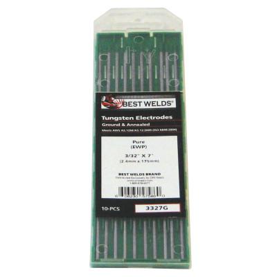 ORS Nasco Tungsten Electrode, Pure Ground, 7 in, Size 3/32, 3/PK, 3327G-3