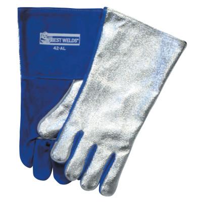 ORS Nasco Split Cowhide Front Welding Gloves, Aluminized Back, Large, Blue Front, 42AL