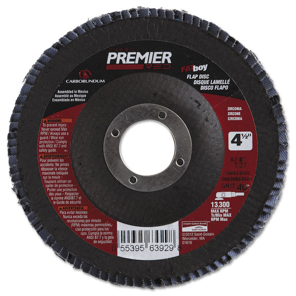 Carborundum Carbo Premier Red Zirconia Alumina Type 27 4-1/2" Fat Boy Flap Discs - AMMC